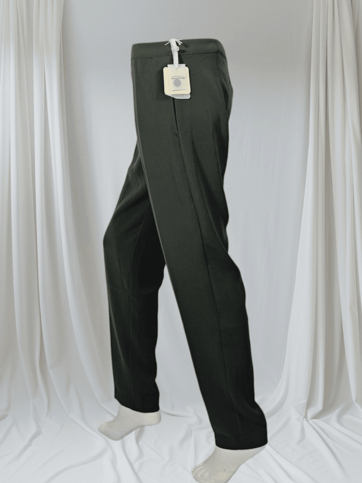 Américain Vintage – Pantalon droit fluide vert foncé
